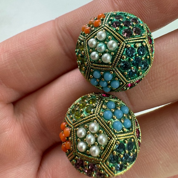 Gorgeous Vintage French Designer Earrings D'ORLAN -Micro beads & Stones - Picture 7 of 16